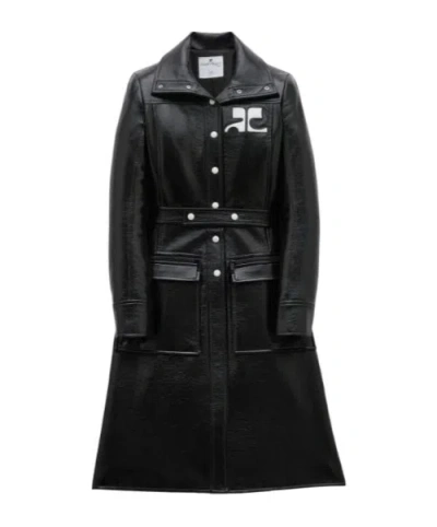 Courrèges Reedition Vinyl Trench Coat - Women's - Cotton/cupro/elastane/polyurethane In Black