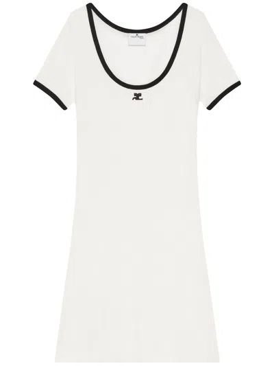 Courrèges Chic Holistic Mini Dress In Heritage White / Black