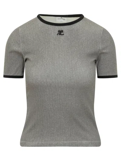 Courrèges Courreges Chic Houndstooth Mini T-shirt In Black