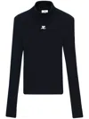 Courrèges Ribbed Long-sleeved Jumper With Minimalist Logo Detail In Blue