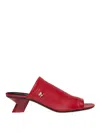 Courrèges Wet Stretch 50 Leather Mules In Red
