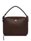 Courrèges Chocolate Brown Calf Leather Courreges Handbag With Silver-tone Accents