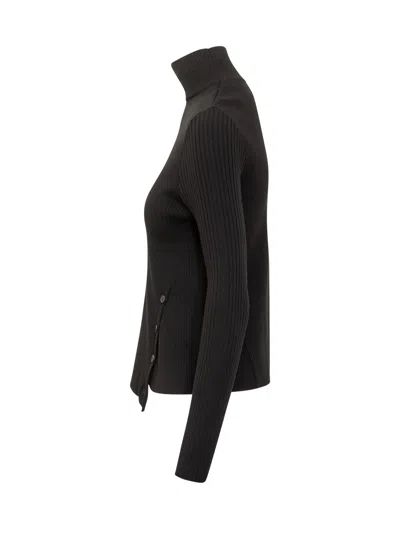 Courrèges Courreges Chunky Knit Turtleneck Sweater With Button Details In Black