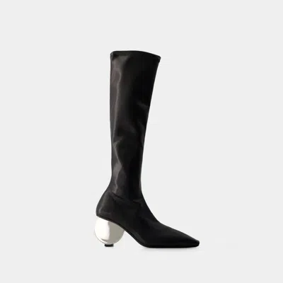 COURRÈGES CIRCLE BOOTS - COURREGES - SYNTHETIC LEATHER - BLACK