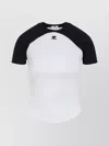 Courrèges Circle Contrast Cotton Jersey T-shirt In Black