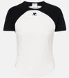 Courrèges Circle Contrast White And Black Cotton T-shirt In Animal Print