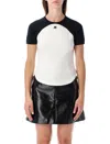 Courrèges Circle Contrast White And Black Cotton T-shirt In White