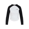 Courrèges Long-sleeved Contrast T-shirt With Rounded Hem And Logo Print In Multi