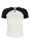 Courrèges Circle Contrast White And Black Cotton T-shirt In White