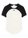 Courrèges Circle Contrast White And Black Cotton T-shirt In White
