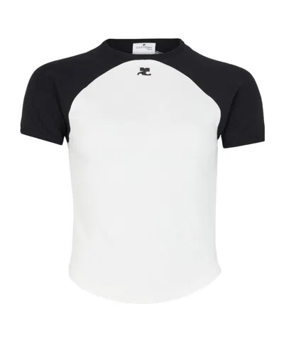 Courrèges Courreges Women Cotton T-shirt With Contrasting Circle In White
