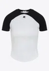 Courrèges Circle Contrast Cotton Jersey T-shirt In Black