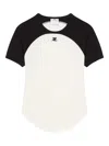 Courrèges Circle Contrast White And Black Cotton T-shirt In White