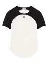 Courrèges Circle Contrast White And Black Cotton T-shirt In White