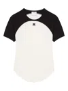 Courrèges Circle Contrast Cotton Jersey T-shirt In White