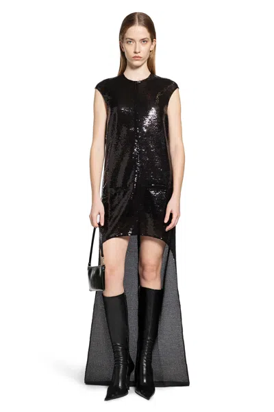 Courrèges Circle Edged Sequins Long Dress In Black