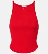 Courrèges Circle Logo Ribbed-knit Tank Top In Red