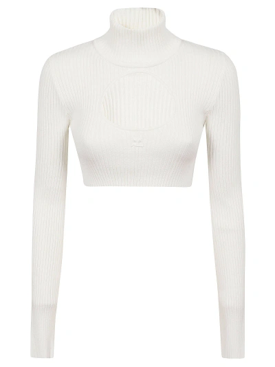 Courrèges Cropped Sweater In Heritage White