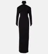 Courrèges Circle Mockneck Crepe Gown In Black