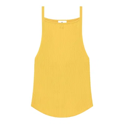 Courrèges Circle Rib Knit Top In Yellow