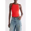 Courrèges Circle Rib Sleeveless Top In Red
