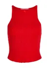 Courrèges Circle Logo Ribbed-knit Tank Top In Red