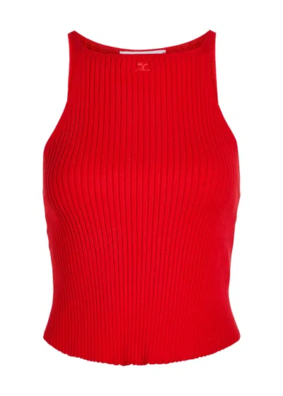 Courrèges Circled Ribbed Knit Top