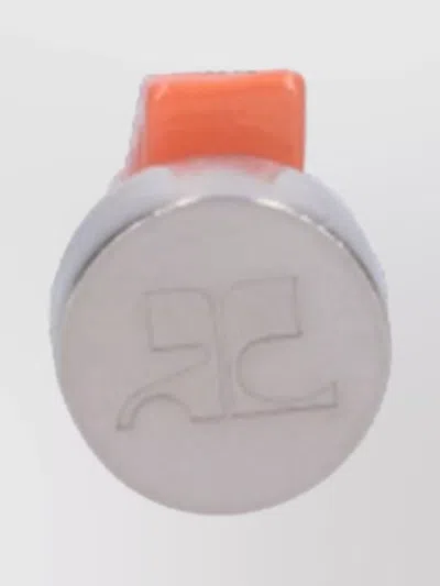 Courrèges Circular Face Cone Shaped Metal Earrings In Orange