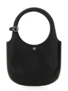 Courrèges Circular Handle Leather Bag With Adjustable Strap In Black