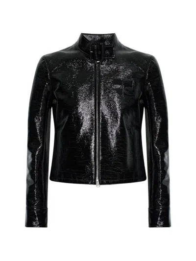 Courrèges Courreges Black Cotton Jacket With High Collar And Zip