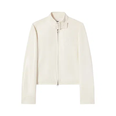 Pre-owned Courrèges City Zipped Vinyl Jacket 'light Bones' | White | Women's Size 34