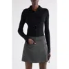 Courrèges Classic Rib Cotton Blend Snap-up Top In Black
