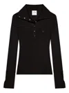 Courrèges Fitted Ribbed Long-sleeve Top With Unique Collar In Black