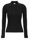 Courrèges Fitted Ribbed Long-sleeve Top With Unique Collar In Black