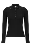 Courrèges Fitted Ribbed Long-sleeve Top With Unique Collar In Black