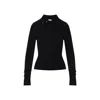 Courrèges Fitted Ribbed Long-sleeve Top With Unique Collar In Black