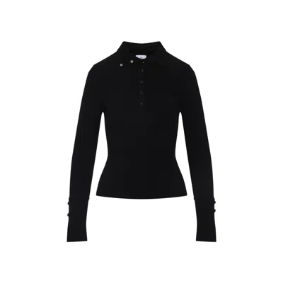 COURRÈGES CLASSIC RIBBED BLACK VISCOSE POLO