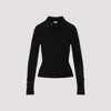 Courrèges Fitted Ribbed Long-sleeve Top With Unique Collar In Black
