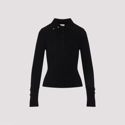 Courrèges Courreges Classic Ribbed Polo S In Black