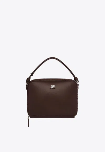Courrèges Cloud Calf Leather Handbag In Brown