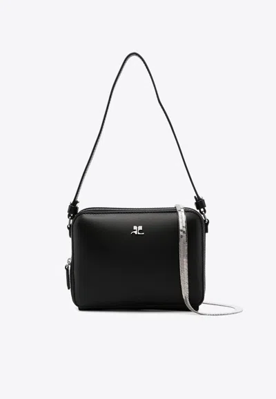 Courrèges Cloud Calf Leather Shoulder Bag In Black
