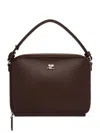Courrèges Leather Chain-link Tote Bag With Rear Pocket In Brown