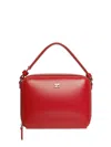 Courrèges Ruby Red Calf Leather Shoulder Bag With Silver-tone Accents In Red