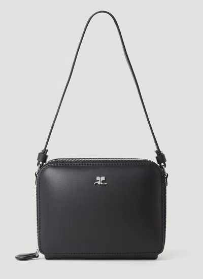 Courrèges Small Cloud Leather Shoulder Bag In Black