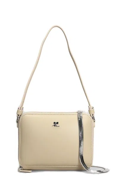 Courrèges Shoulder Bag In Beige Leather