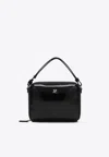 Courrèges Rectangular Black Calf Leather Clutch With Detachable Straps In Black