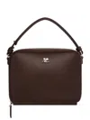 Courrèges Leather Chain-link Tote Bag With Rear Pocket In Brown