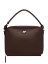 Courrèges Leather Chain-link Tote Bag With Rear Pocket In Brown