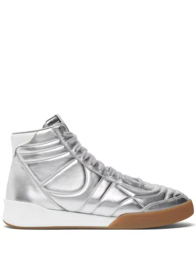 Courrèges Club 02 Leather Sneakers In Silver