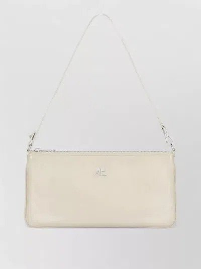 Courrèges Clutch Bag Shoulder Style Wrist Strap In White